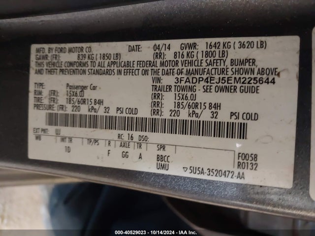 Ford FIESTA SE 2014 3FADP4EJ5EM225644 Image 9