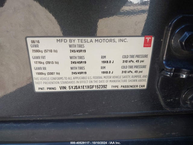 2016 TESLA MODEL S 5YJSA1E1XGF152392 Photo 8