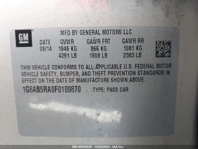 1G6AB5RA0F0109870 Cadillac ATS LUXURY