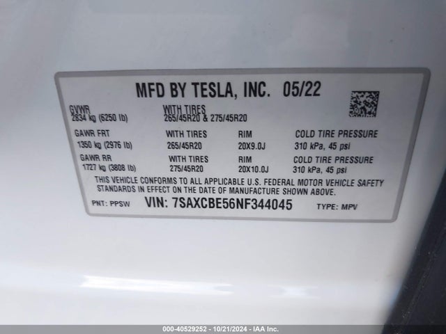 2022 TESLA MODEL X 7SAXCBE56NF344045 Photo 8