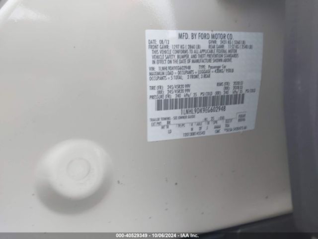 1LNHL9DK9EG602948 Lincoln MKS