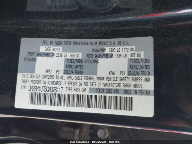 3MZBM1U76GM328117 Mazda MAZDA3