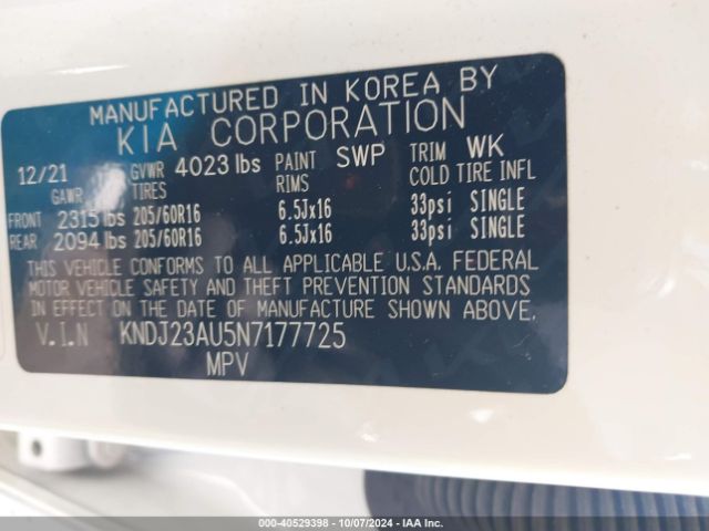 KNDJ23AU5N7177725 KIA SOUL LX