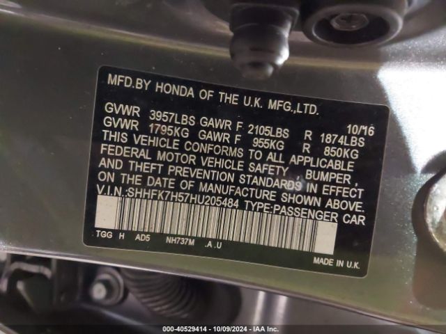 SHHFK7H57HU205484 Honda CIVIC EX
