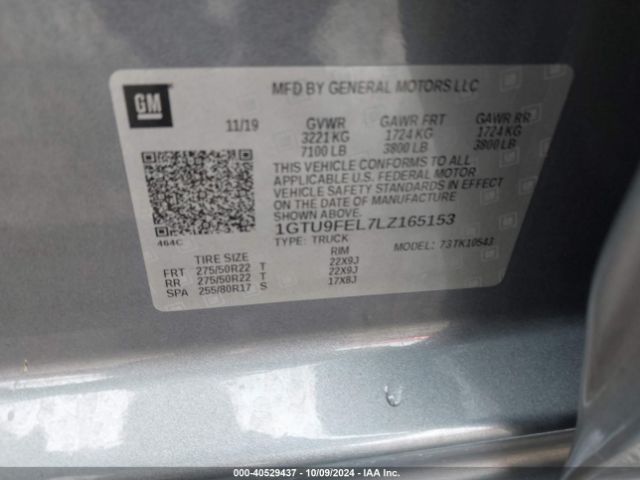 1GTU9FEL7LZ165153 GMC Sierra 1500 4wd  Short Box Denali