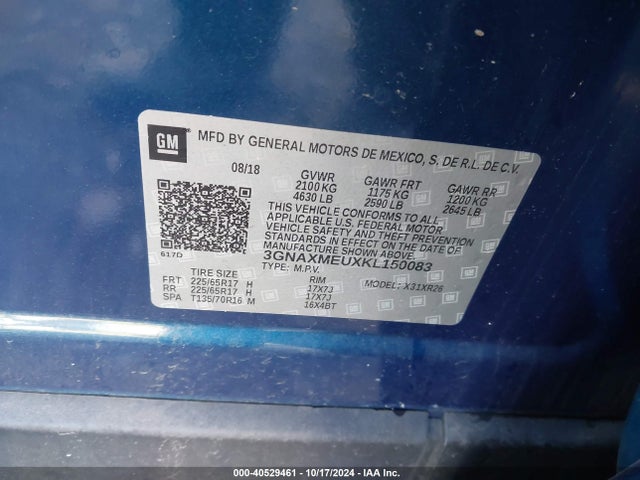 Chevrolet EQUINOX LT 2019 3GNAXMEUXKL150083 Image 9