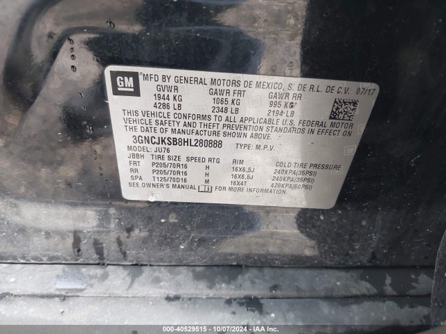 Chevrolet TRAX LS 2017 3GNCJKSB8HL280888 Image 9