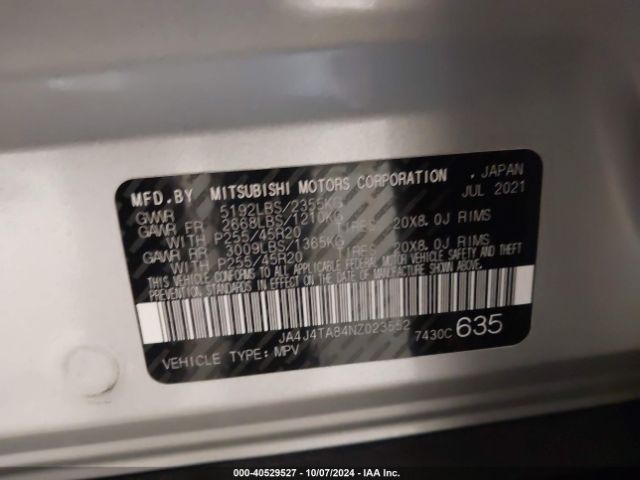 2022 MITSUBISHI OUTLANDER JA4J4TA84NZ023552 Photo 8