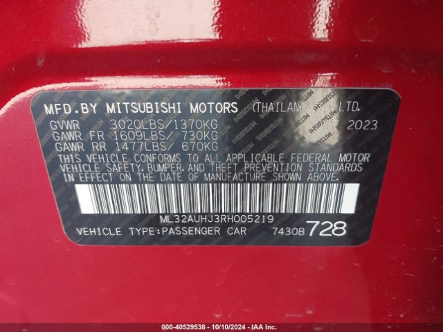 ML32AUHJ3RH005219 Mitsubishi MIRAGE LE