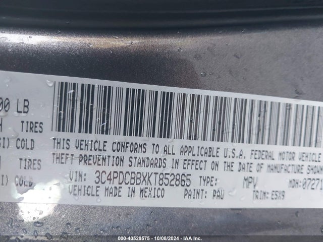 Dodge JOURNEY SE 2019 3C4PDCBBXKT852865 Image 9