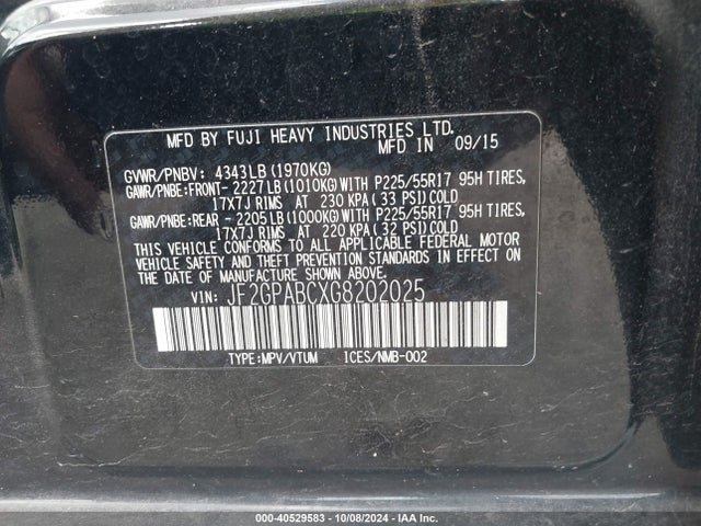 Subaru Crosstrek 2.0i Premium 2016 JF2GPABCXG8202025 Image 9