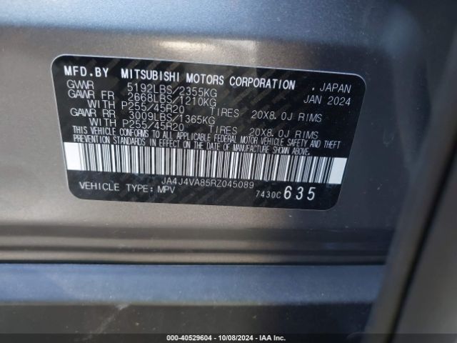 JA4J4VA85RZ045089 Mitsubishi Outlander Se 2.5 /se Black Edition /se Black Edition W/pano Roof /se Ralliart