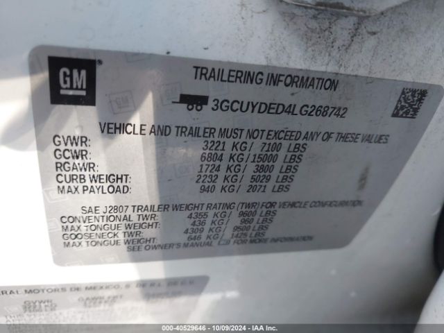 3GCUYDED4LG268742 Chevrolet Silverado 1500 4wd  Short Bed Lt