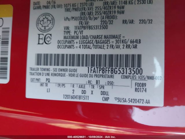 1FATP8FF8G5313500 Ford Mustang Gt Premium