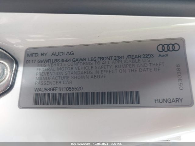 WAUB8GFF1H1055520 Audi A3 2.0t Premium
