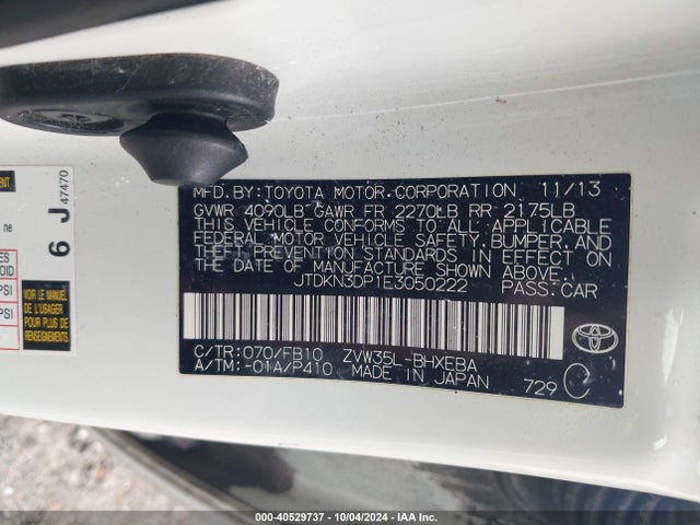 JTDKN3DP1E3050222 Toyota PRIUS PLUG-IN