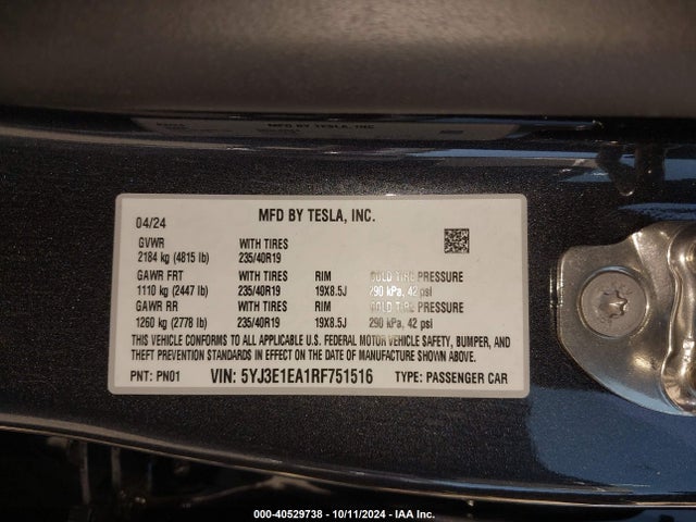 2024 TESLA MODEL 3 5YJ3E1EA1RF751516 Photo 8