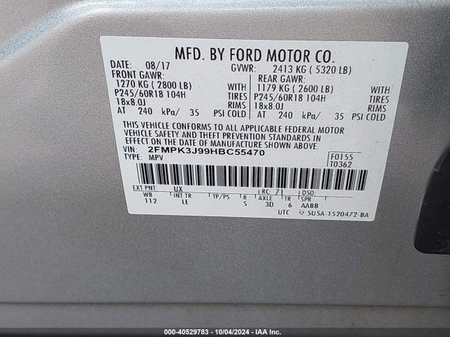 Ford EDGE SEL 2017 2FMPK3J99HBC55470 Image 9