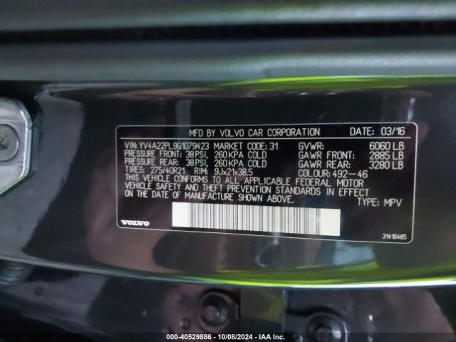 YV4A22PL9G1079423 Volvo Xc90 T6 Inscription