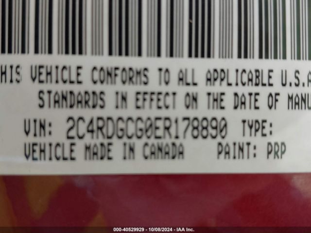 2C4RDGCG0ER178890 Dodge Grand Caravan Sxt