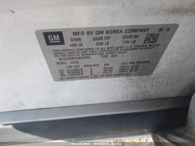 KL4CJGSB1FB244703 Buick Encore Leather
