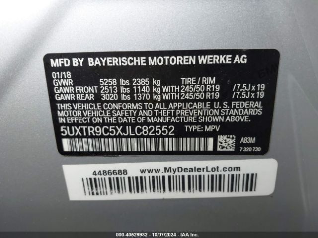 5UXTR9C5XJLC82552 BMW X3 Xdrive30i