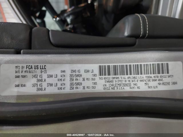 1C4RJECM9FC920233 Jeep Grand Cherokee Overland