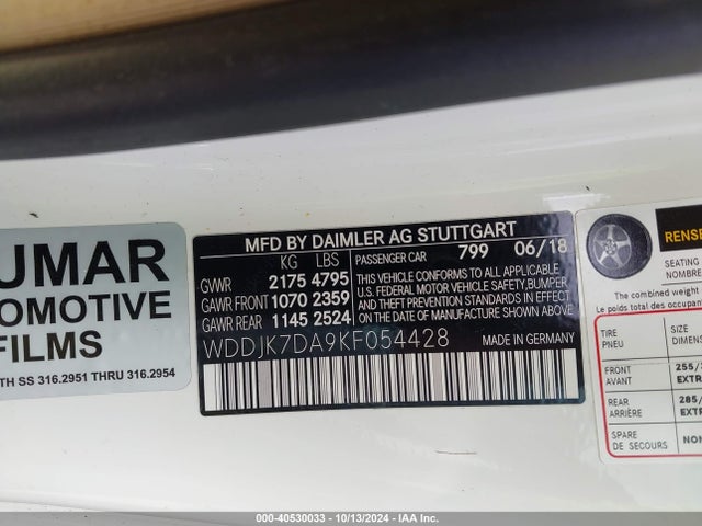 WDDJK7DA9KF054428 Mercedes-Benz SL 550