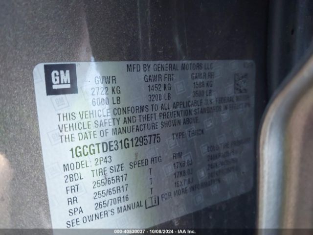 1GCGTDE31G1295775 Chevrolet Colorado Z71