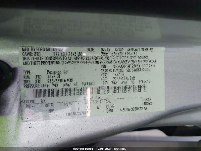 1FADP3F29EL117174 Ford FOCUS SE