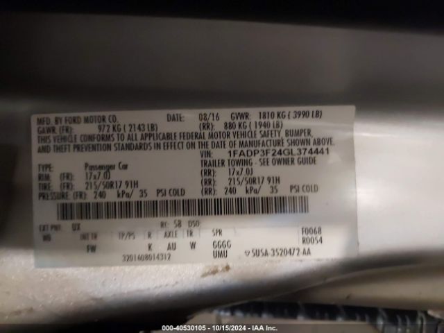 1FADP3F24GL374441 Ford FOCUS SE