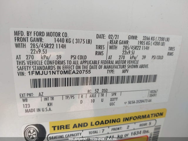 Ford Expedition King Ranch 2021 1FMJU1NT0MEA20755 Image 9