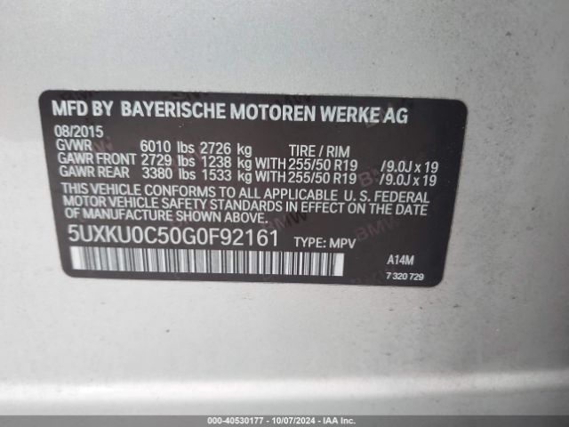 5UXKU0C50G0F92161 BMW X6 Sdrive35i