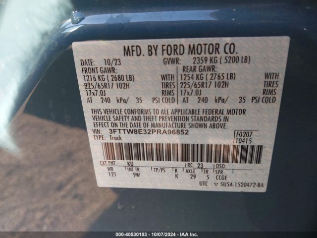 3FTTW8E32PRA96852 Ford Maverick Xl