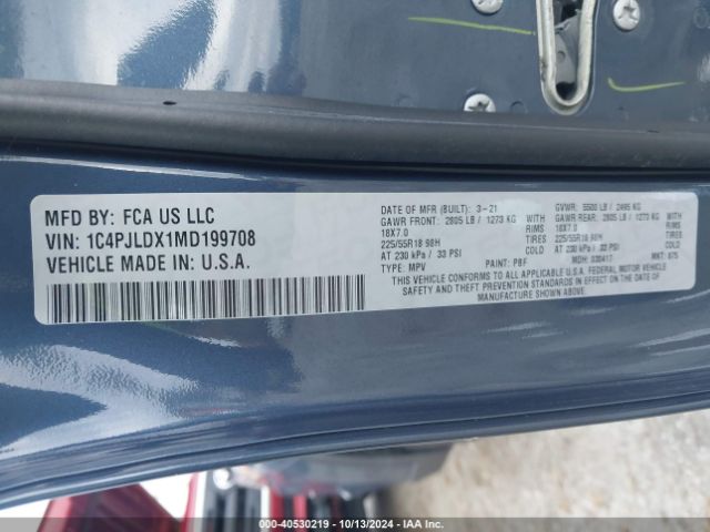 1C4PJLDX1MD199708 Jeep Cherokee Limited Fwd