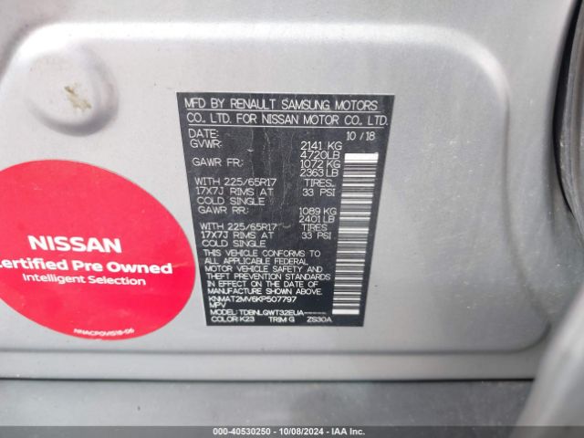 KNMAT2MV6KP507797 Nissan ROGUE SV