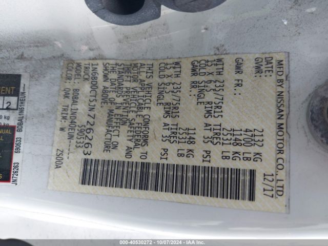 1N6BD0CT5JN726263 Nissan FRONTIER S