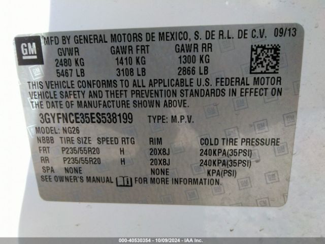 3GYFNCE35ES538199 Cadillac Srx Performance Collection