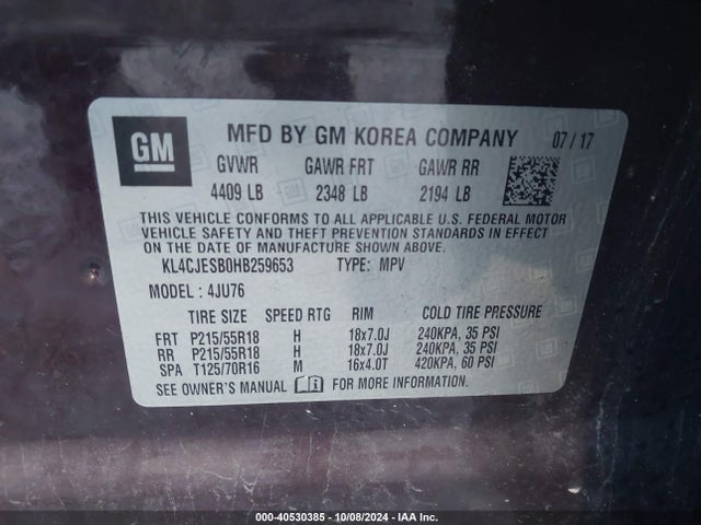 Buick Encore Preferred 2017 KL4CJESB0HB259653 Image 9