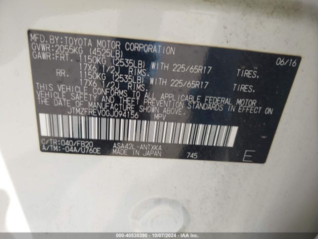 JTMZFREV0GJ094156 Toyota RAV4 LE