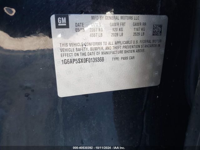 1G6AP5SX0F0139368 Cadillac Cts Standard