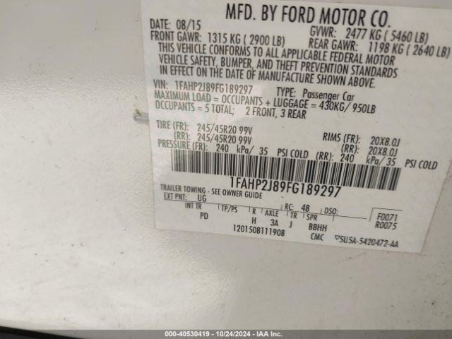 1FAHP2J89FG189297 Ford Taurus Limited