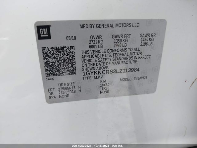 1GYKNCRS3LZ113984 Cadillac Xt5 Fwd Premium Luxury