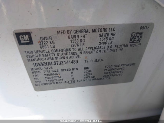1GKKNNLS7JZ141489 GMC Acadia Slt-2