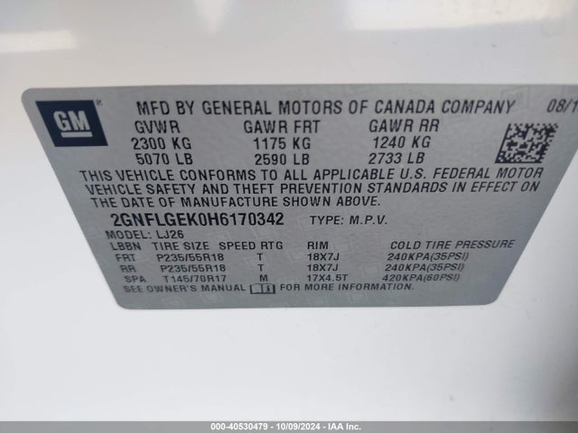 2GNFLGEK0H6170342 Chevrolet Equinox Premier