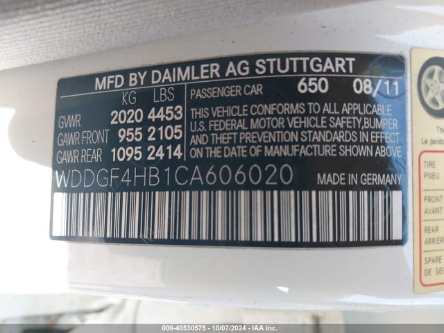 40530575 :رقم المزاد ، WDDGF4HB1CA606020 vin ، 2012 Mercedes-benz C 250 Luxury/sport مزاد بيع