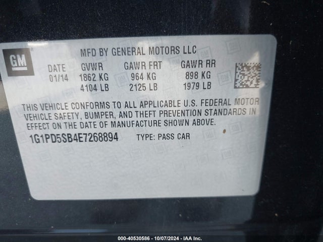 Chevrolet Cruze 1lt Manual 2014 1G1PD5SB4E7268894 Image 9