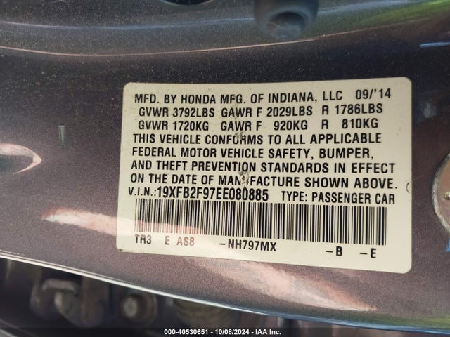 Honda Civic Ex-l 2014 19XFB2F97EE080885 Image 9