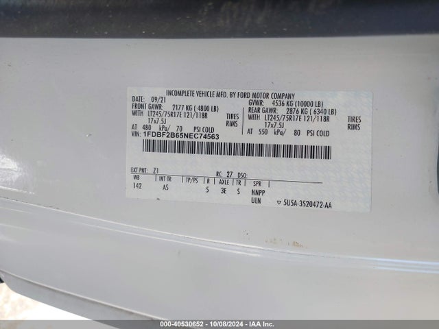 Ford F-250 Xl 2022 1FDBF2B65NEC74563 Image 9