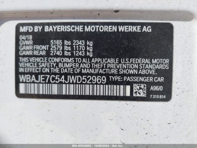 WBAJE7C54JWD52969 BMW 540i Xdrive
